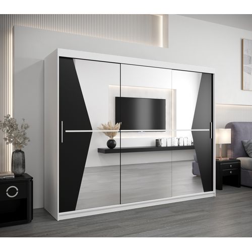 Armoire Maroko à Portes Coulissantes 200/250/62 3 Portes (blanc/noir)