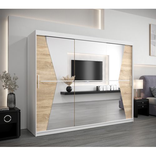 Armoire Maroko à Portes Coulissantes 200/250/62 3 Portes (blanc/sonoma)