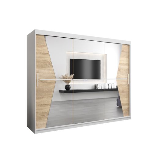 Armoire Maroko à Portes Coulissantes 200/250/62 3 Portes (blanc/sonoma)