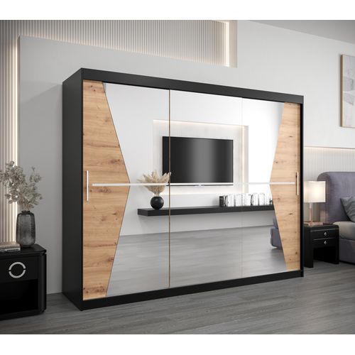 Armoire Maroko à Portes Coulissantes 200/250/62 3 Portes (noir/artisan)