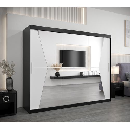 Armoire Maroko à Portes Coulissantes 200/250/62 3 Portes (noir/blanc)
