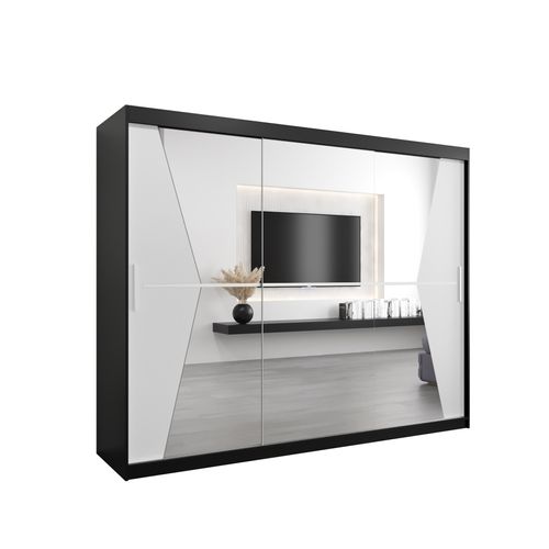 Armoire Maroko à Portes Coulissantes 200/250/62 3 Portes (noir/blanc)