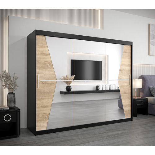 Armoire Maroko à Portes Coulissantes 200/250/62 3 Portes (noir/sonoma)