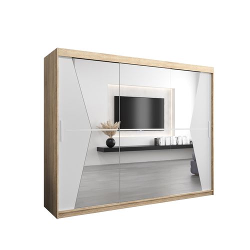 Armoire Maroko à Portes Coulissantes 200/250/62 3 Portes (sonoma/blanc)