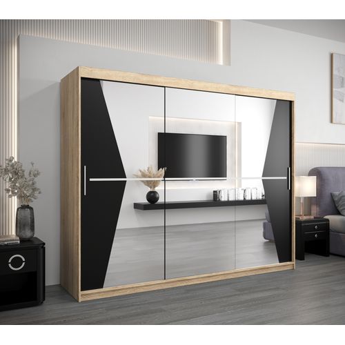 Armoire Maroko à Portes Coulissantes 200/250/62 3 Portes (sonoma/noir)