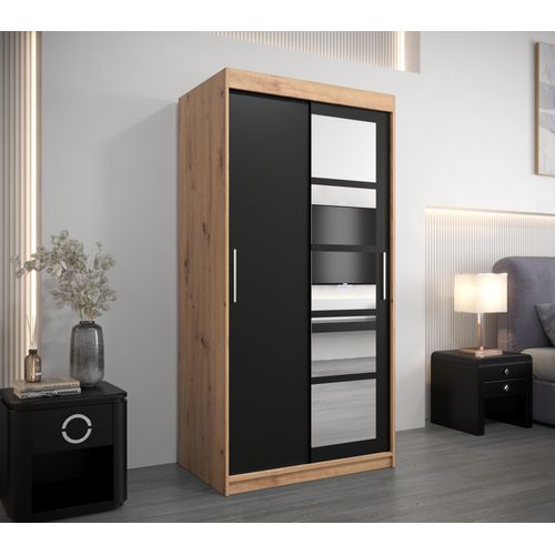Armoire Roma 1 à Portes Coulissantes 200/100/62 2 Portes (artisan/noir)