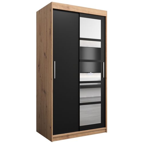 Armoire Roma 1 à Portes Coulissantes 200/100/62 2 Portes (artisan/noir)