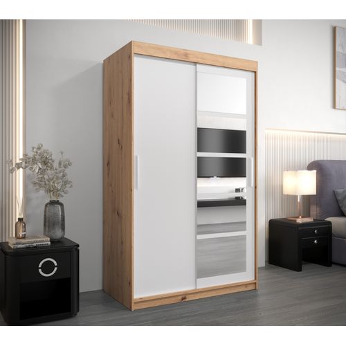 Armoire Roma 1 à Portes Coulissantes 200/120/62 2 Portes (artisan/blanc)