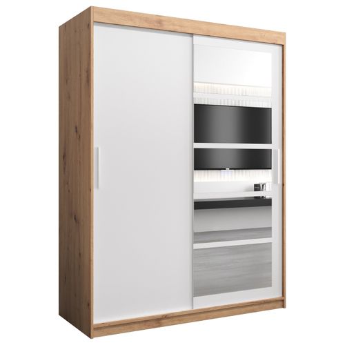 Armoire Roma 1 à Portes Coulissantes 200/150/62 2 Portes (artisan/blanc)