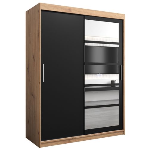 Armoire Roma 1 à Portes Coulissantes 200/150/62 2 Portes (artisan/noir)