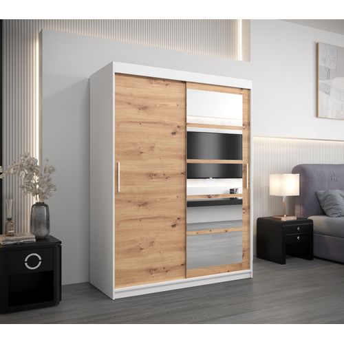 Armoire Roma 1 à Portes Coulissantes 200/150/62 2 Portes (blanc/artisan)