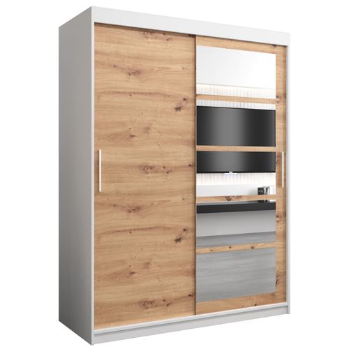 Armoire Roma 1 à Portes Coulissantes 200/150/62 2 Portes (blanc/artisan)