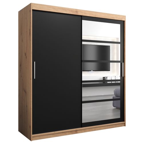 Armoire Roma 1 à Portes Coulissantes 200/180/62 2 Portes (artisan/noir)