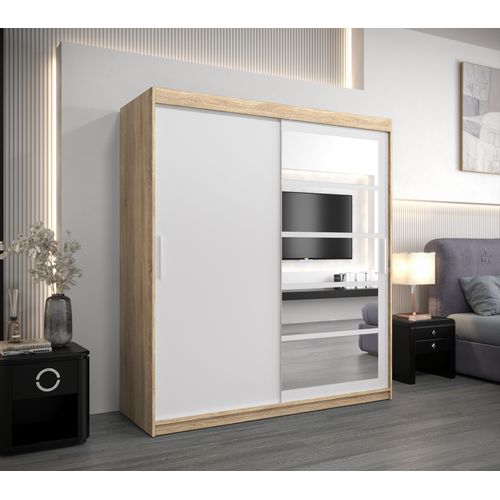 Armoire Roma 1 à Portes Coulissantes 200/180/62 2 Portes (sonoma/blanc)