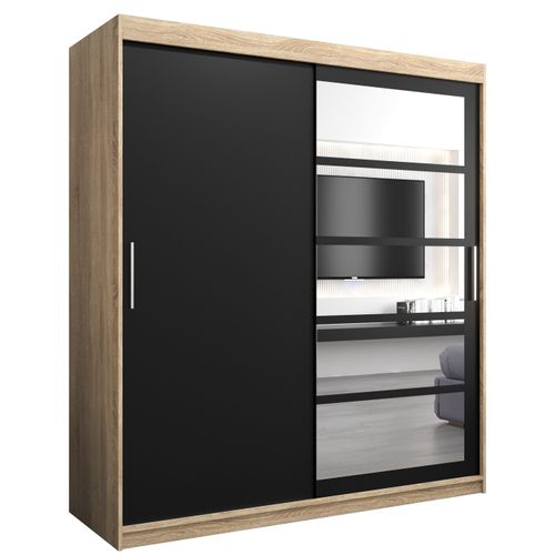 Armoire Roma 1 à Portes Coulissantes 200/180/62 2 Portes (sonoma/noir)