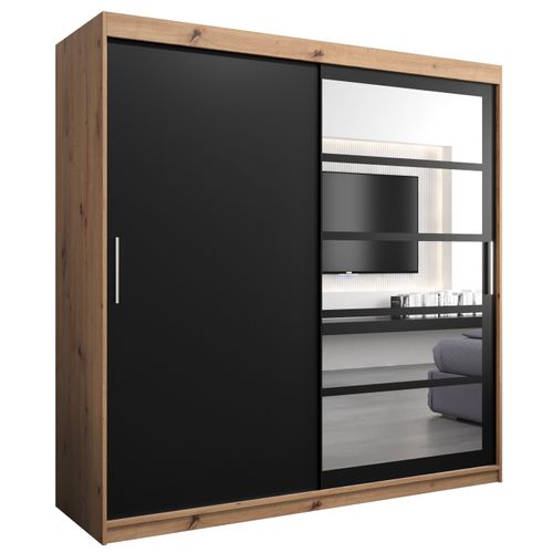 Armoire Roma 1 à Portes Coulissantes 200/200/62 2 Portes (artisan/noir)