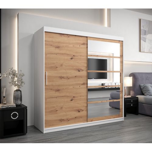 Armoire Roma 1 à Portes Coulissantes 200/200/62 2 Portes (blanc/artisan)
