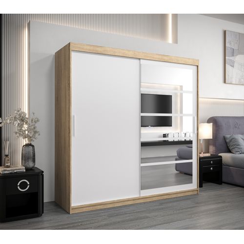 Armoire Roma 1 à Portes Coulissantes 200/200/62 2 Portes (sonoma/blanc)