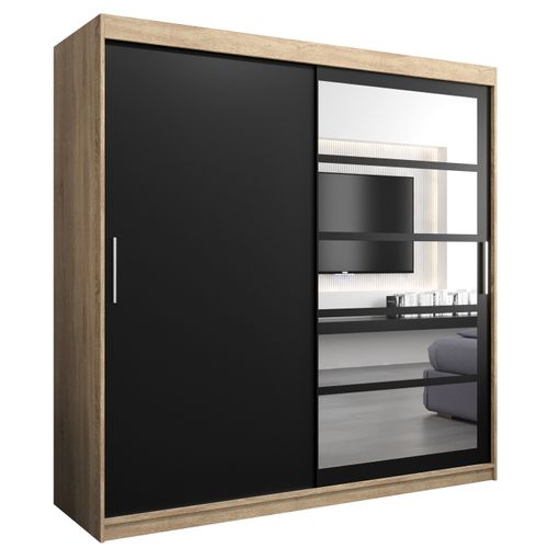 Armoire Roma 1 à Portes Coulissantes 200/200/62 2 Portes (sonoma/noir)