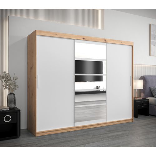Armoire Roma 1 à Portes Coulissantes 200/250/62 3 Portes (artisan/blanc)