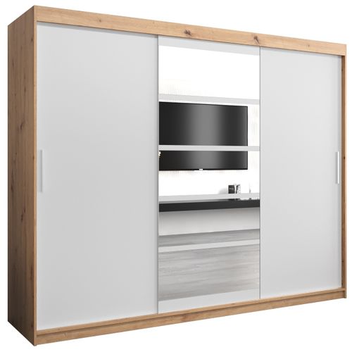 Armoire Roma 1 à Portes Coulissantes 200/250/62 3 Portes (artisan/blanc)