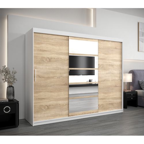 Armoire Roma 1 à Portes Coulissantes 200/250/62 3 Portes (blanc/sonoma)