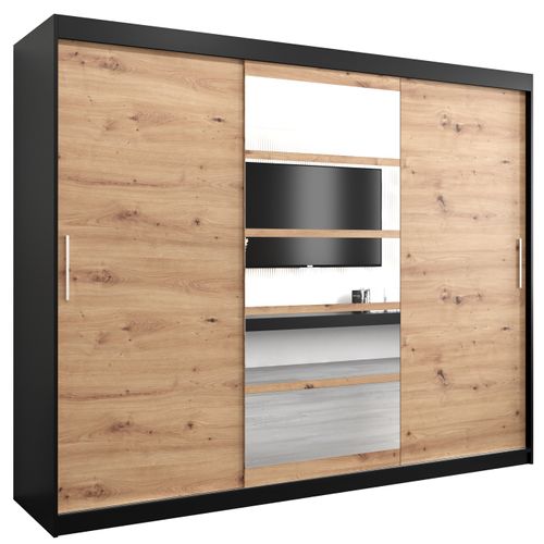 Armoire Roma 1 à Portes Coulissantes 200/250/62 3 Portes (noir/artisan)