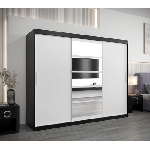 Armoire Roma 1 à Portes Coulissantes 200/250/62 3 Portes (noir/blanc)