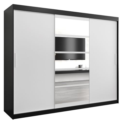 Armoire Roma 1 à Portes Coulissantes 200/250/62 3 Portes (noir/blanc)
