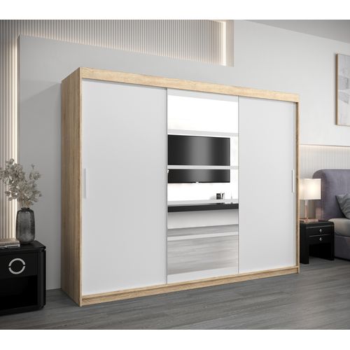 Armoire Roma 1 à Portes Coulissantes 200/250/62 3 Portes (sonoma/blanc)