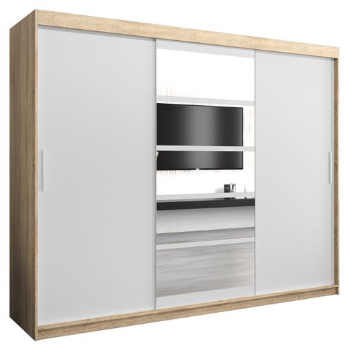 Armoire Roma 1 à Portes Coulissantes 200/250/62 3 Portes (sonoma/blanc)