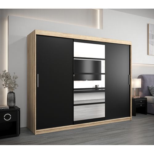 Armoire Roma 1 à Portes Coulissantes 200/250/62 3 Portes (sonoma/noir)