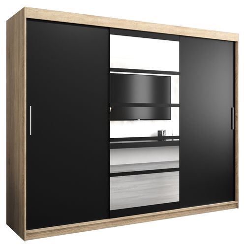Armoire Roma 1 à Portes Coulissantes 200/250/62 3 Portes (sonoma/noir)