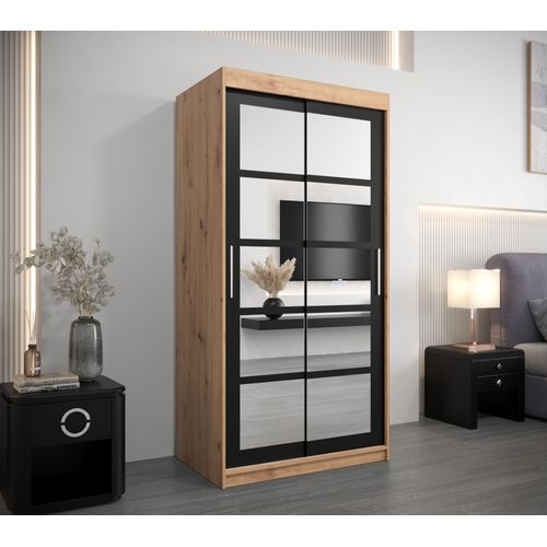 Armoire Roma 2 à Portes Coulissantes 200/100/62 2 Portes (artisan/noir)