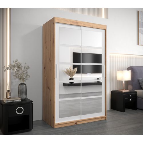 Armoire Roma 2 à Portes Coulissantes 200/120/62 2 Portes (artisan/blanc)