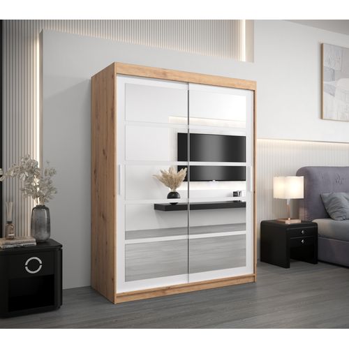 Armoire Roma 2 à Portes Coulissantes 200/150/62 2 Portes (artisan/blanc)