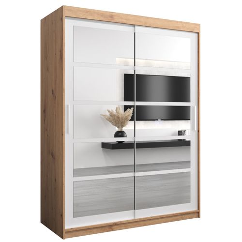 Armoire Roma 2 à Portes Coulissantes 200/150/62 2 Portes (artisan/blanc)