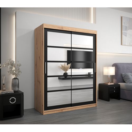 Armoire Roma 2 à Portes Coulissantes 200/150/62 2 Portes (artisan/noir)