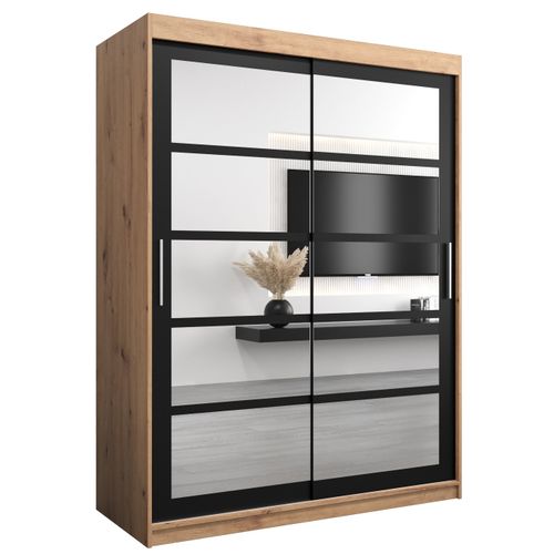 Armoire Roma 2 à Portes Coulissantes 200/150/62 2 Portes (artisan/noir)