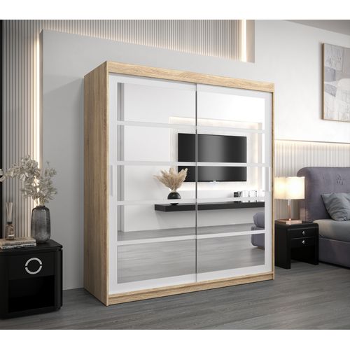 Armoire Roma 2 à Portes Coulissantes 200/180/62 2 Portes (sonoma/blanc)