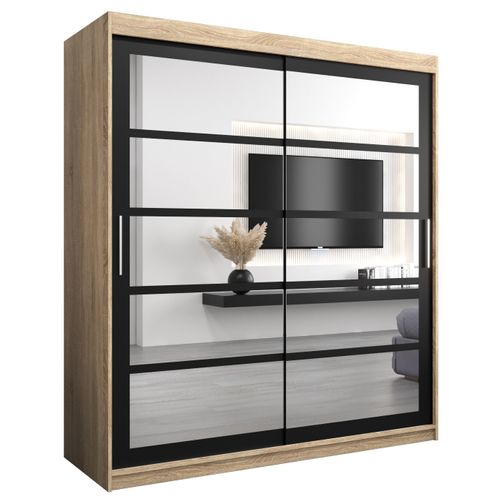 Armoire Roma 2 à Portes Coulissantes 200/180/62 2 Portes (sonoma/noir)