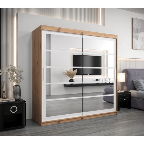 Armoire Roma 2 à Portes Coulissantes 200/200/62 2 Portes (artisan/blanc)