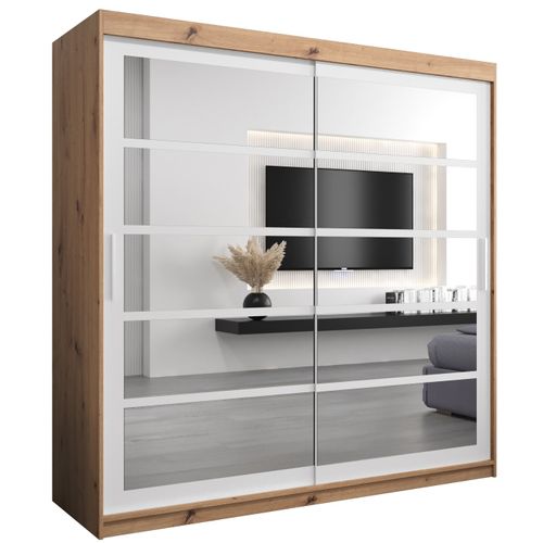 Armoire Roma 2 à Portes Coulissantes 200/200/62 2 Portes (artisan/blanc)