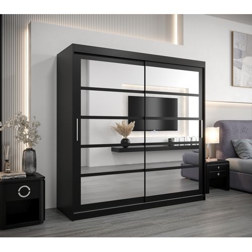 Armoire Roma 2 à Portes Coulissantes 200/200/62 2 Portes (noir/noir)