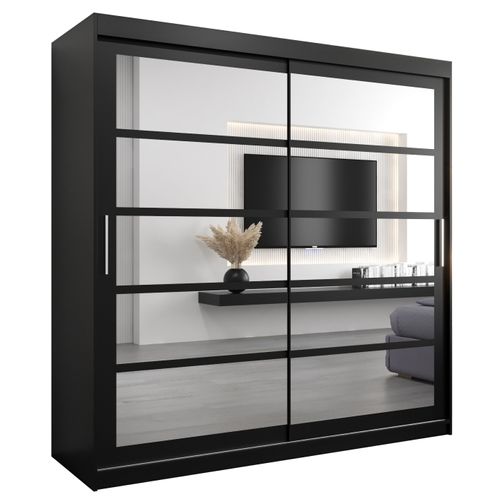 Armoire Roma 2 à Portes Coulissantes 200/200/62 2 Portes (noir/noir)