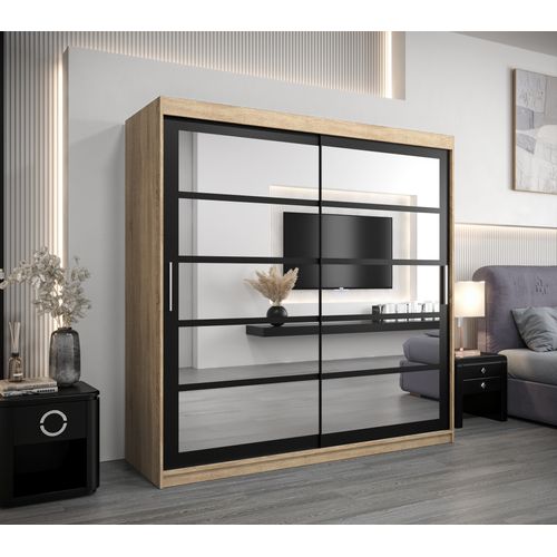 Armoire Roma 2 à Portes Coulissantes 200/200/62 2 Portes (sonoma/noir)