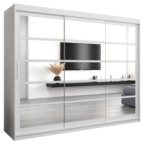 Armoire Roma 2 à Portes Coulissantes 200/250/62 3 Portes (blanc/blanc)