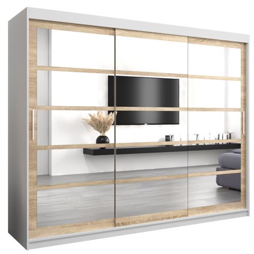 Armoire Roma 2 à Portes Coulissantes 200/250/62 3 Portes (blanc/sonoma)