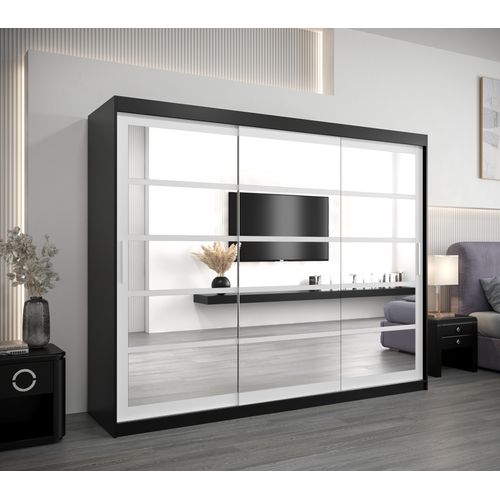 Armoire Roma 2 à Portes Coulissantes 200/250/62 3 Portes (noir/blanc)