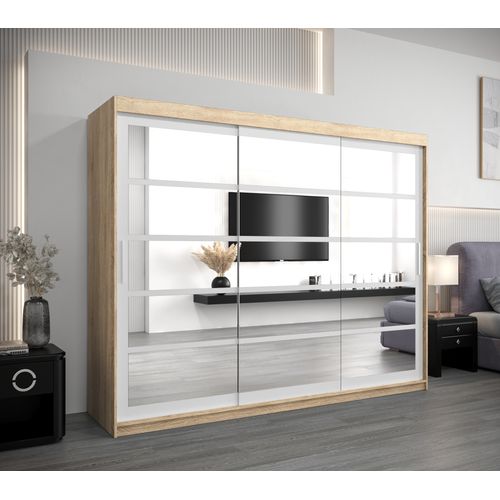 Armoire Roma 2 à Portes Coulissantes 200/250/62 3 Portes (sonoma/blanc)